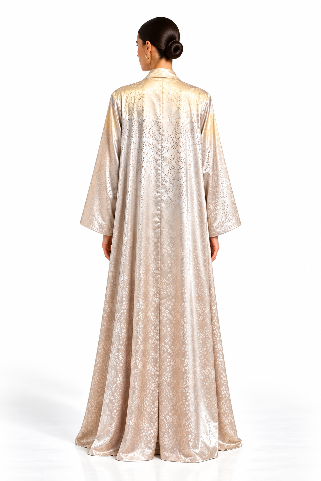 Champagne Floral Textured Abaya