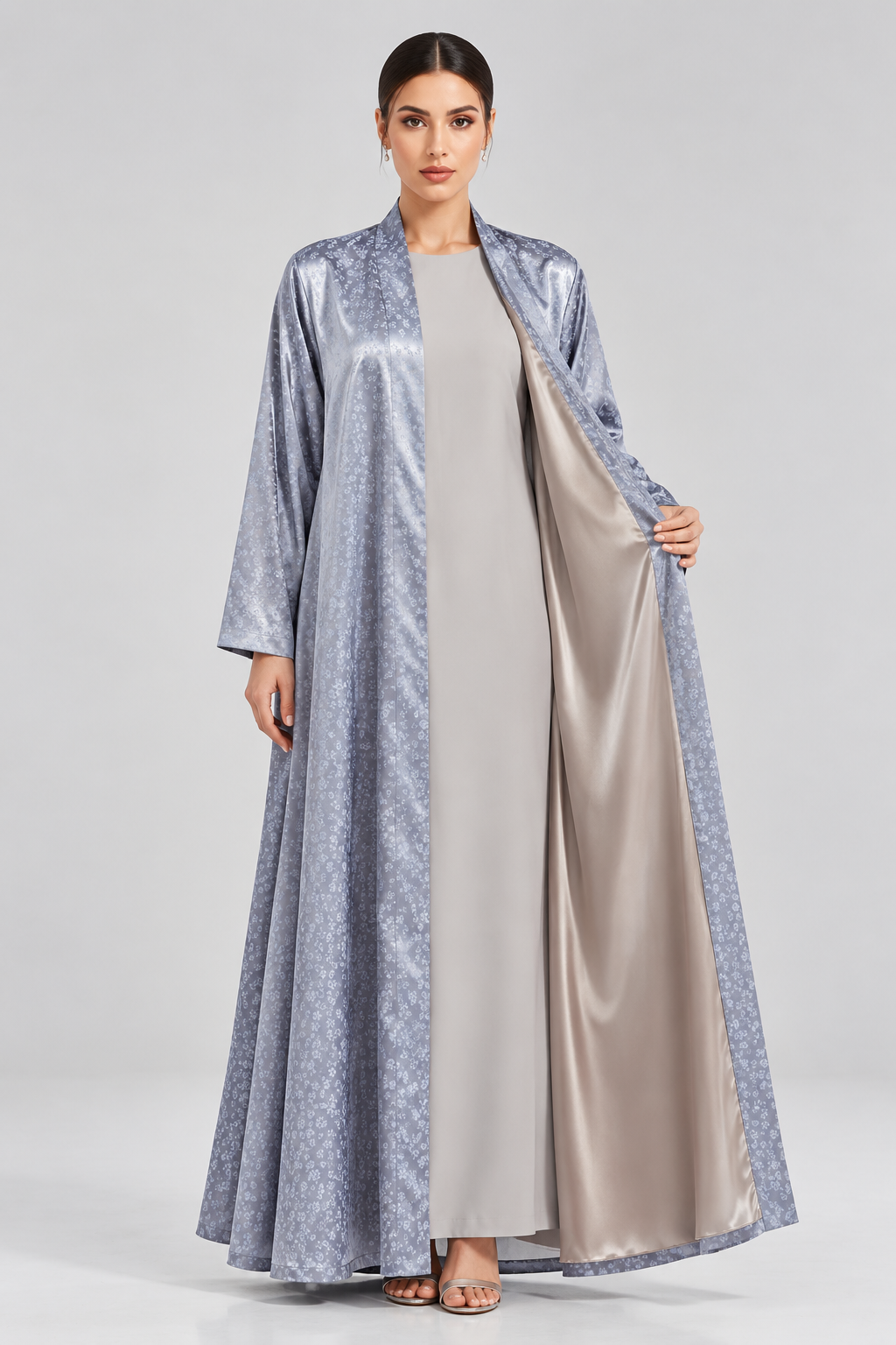 Dusty Blue Textured Abaya